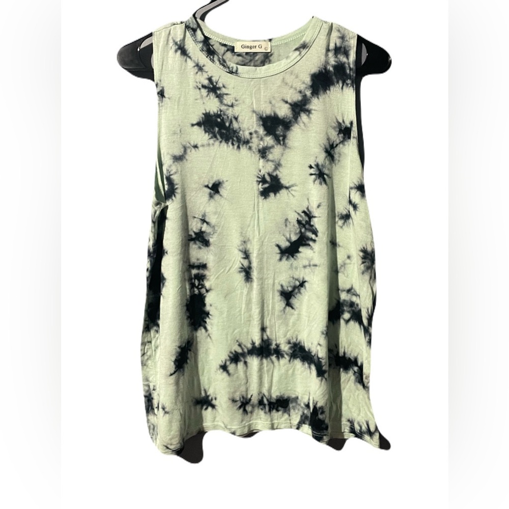 Ginger G light blue & navy color  Tie-Dye Women's Tank Top
